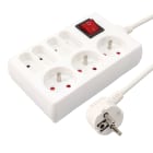 Erard - Bloc multiprises 1m - 7 prises : 3x(2 P+T) et 4x(2P) + interrupteur - blanc