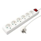 Erard - Bloc multiprises 1m - 6 prises x (2 P+T) - 3x1mm² - 16A + interrupteur - blanc