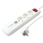 Erard - Bloc multiprises 1m - fiche (2 P+T) M / prises (2 P+T) F + 2 x USB A M - blanc