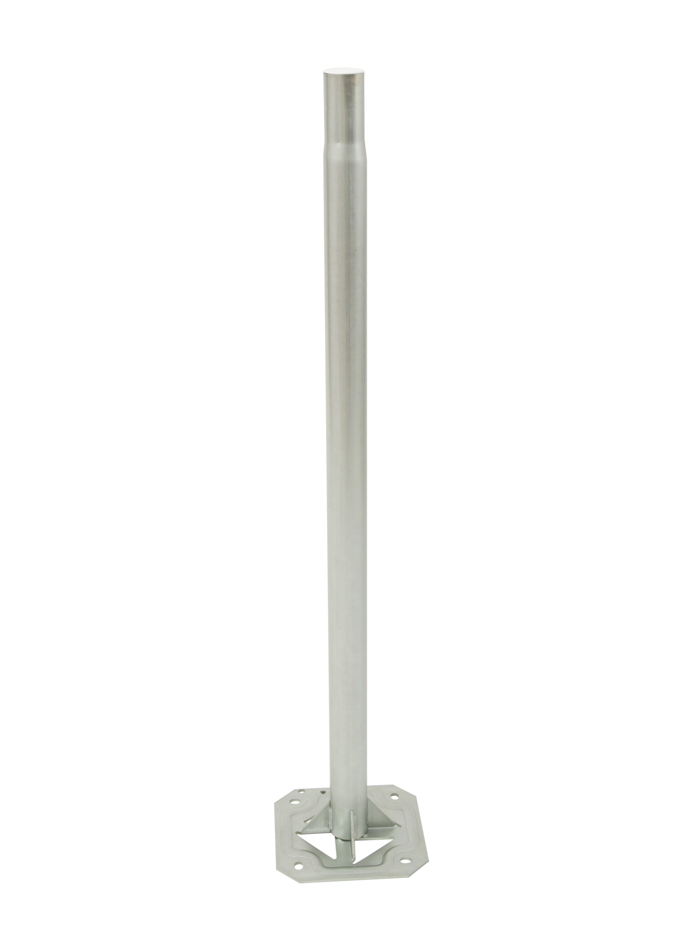 Erard - Fixation terrasse mât 1 mètre Ø 50 x 1,5 mm, plaque 20 x 20 cm x 4mm - Galvanisé