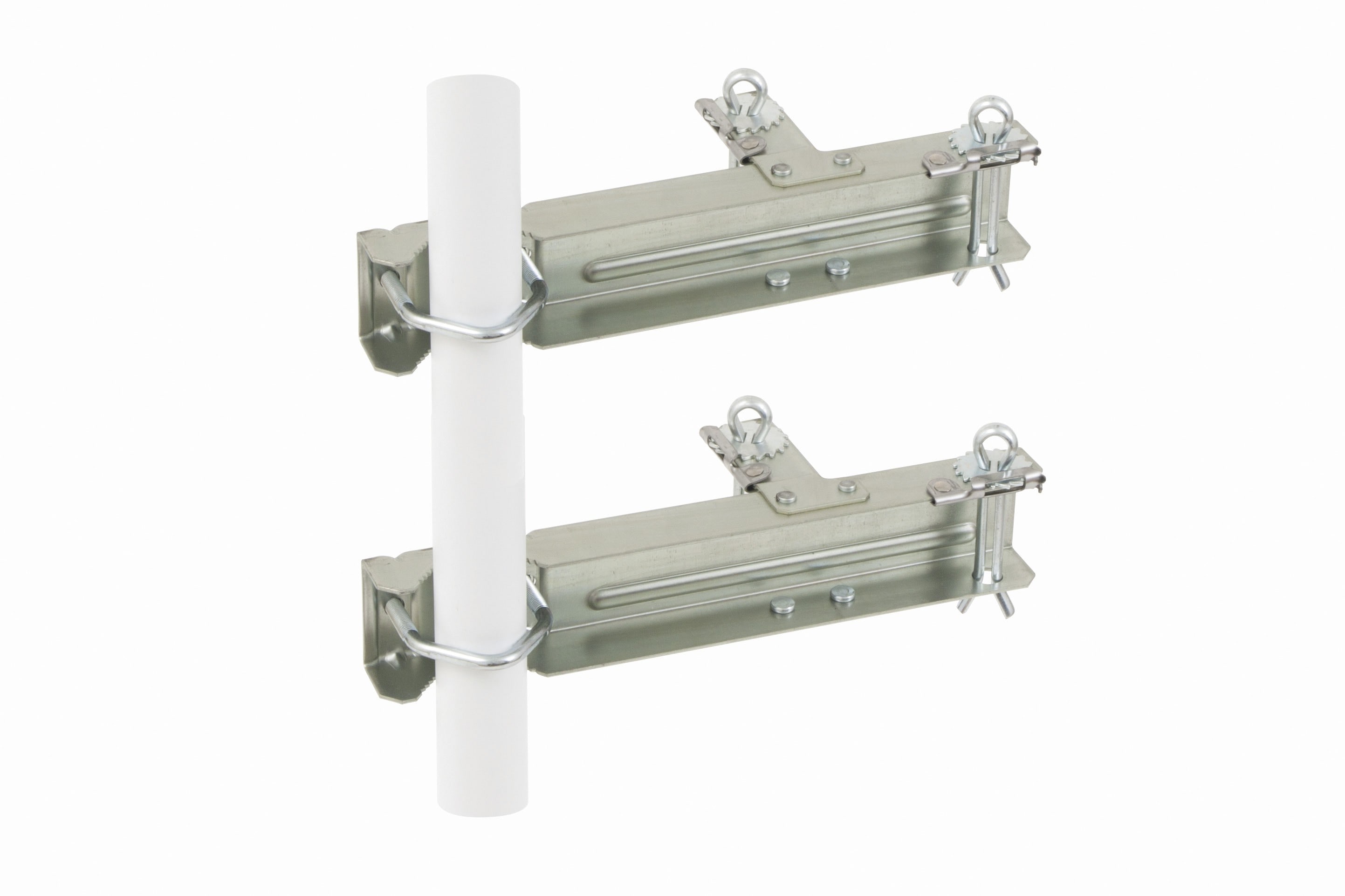 Erard - Fixation cheminée double pour mât de Ø 30 à 50 mm, les 2 éléments - Galvanisée