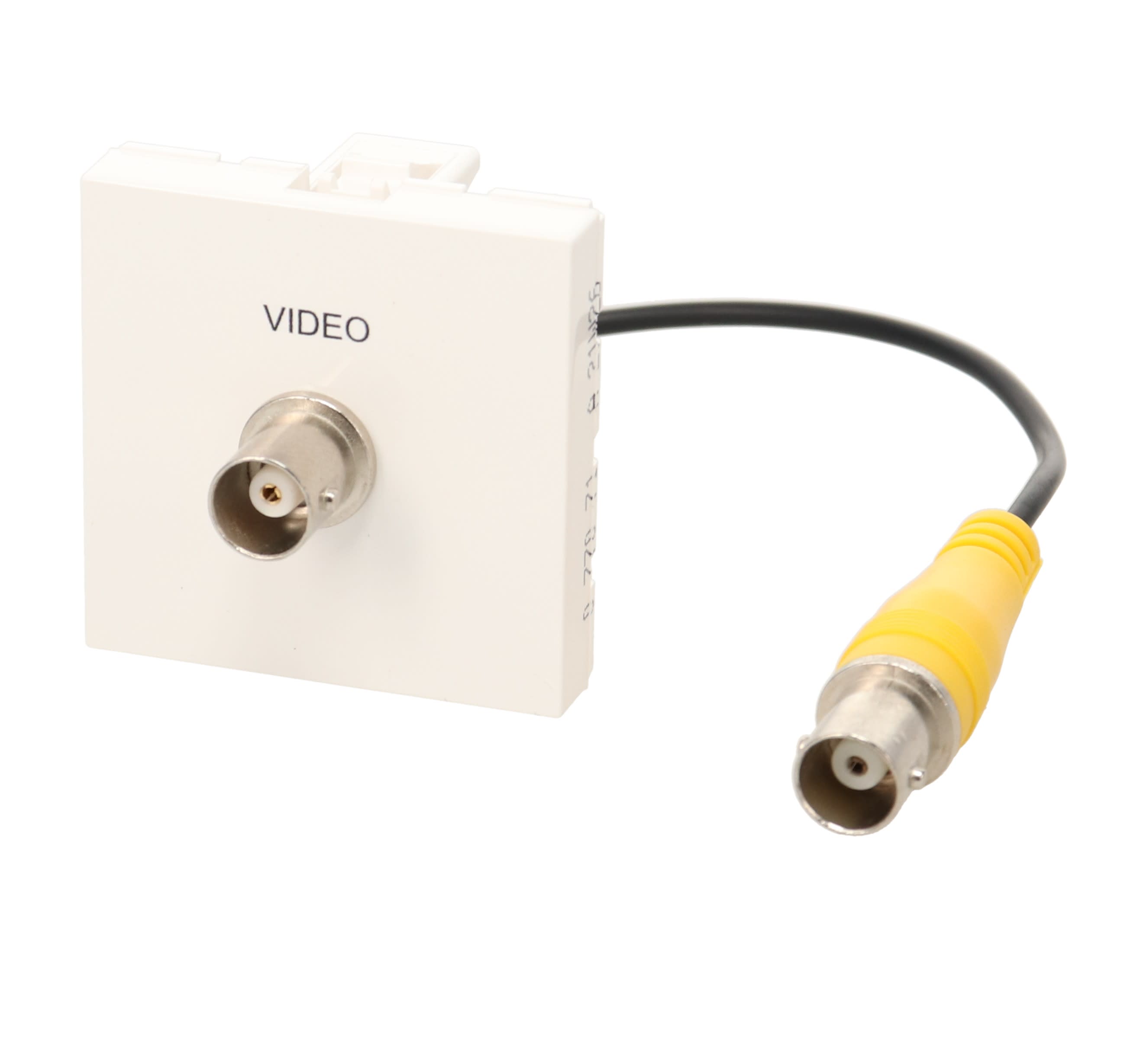 Erard - Plastron câblé 2 modules BNC + raccord F - obturateur LEGRAND - 45x45 mm - 0m20