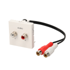 Erard - Plastron câblé 2 modules 2 RCA + raccord F - obturateur LEGRAND - 0m20