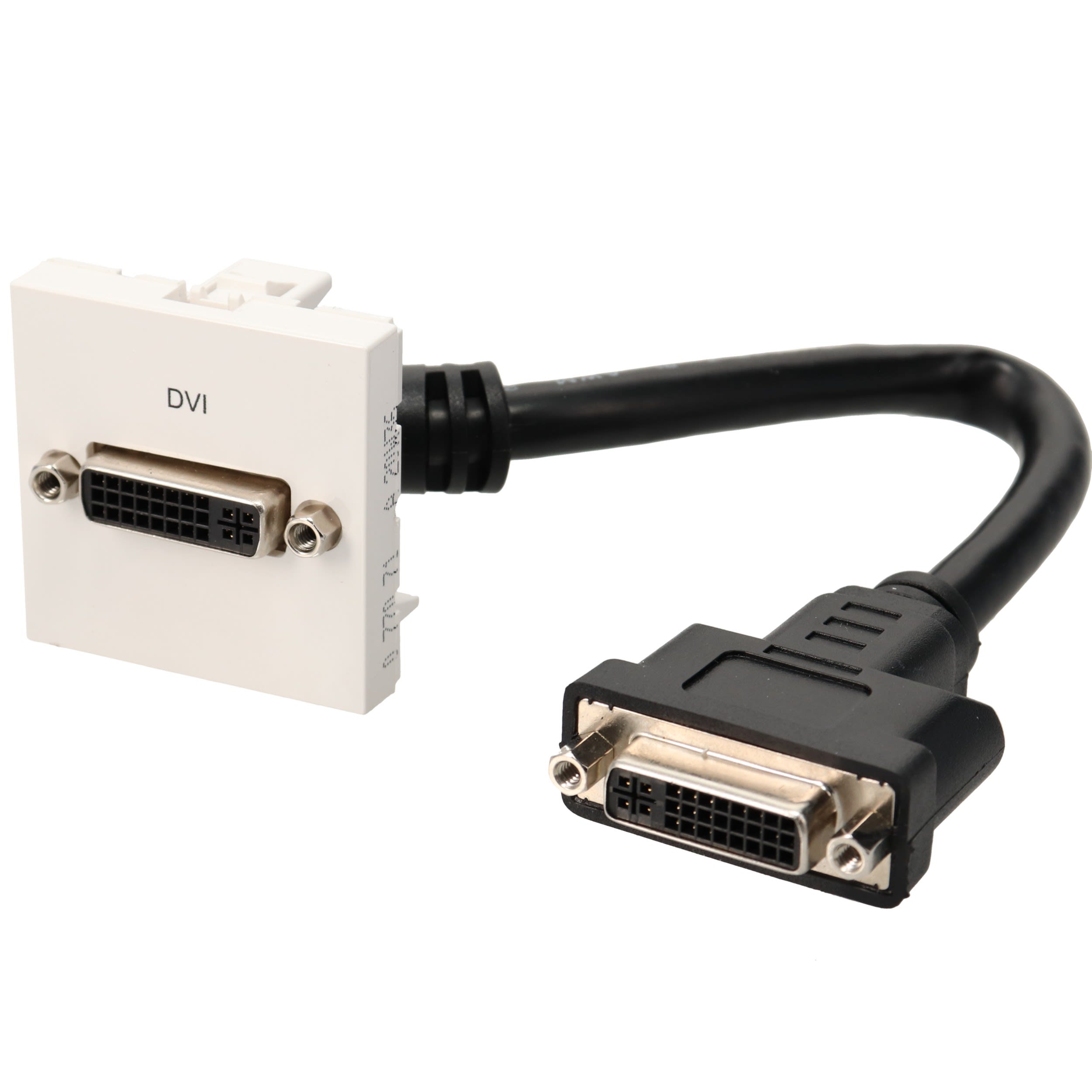 Erard - Plastron câblé 2 modules DVI-I 29b + raccord F - obturateur LEGRAND - 0m20