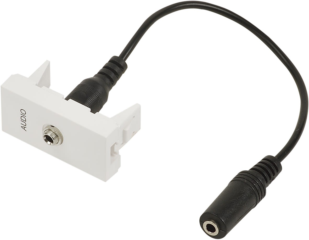 Erard - Plastron câblé 1 module - Jack 3.5 stéréo - obturateur LEGRAND - 45x22.5mm- 0m20