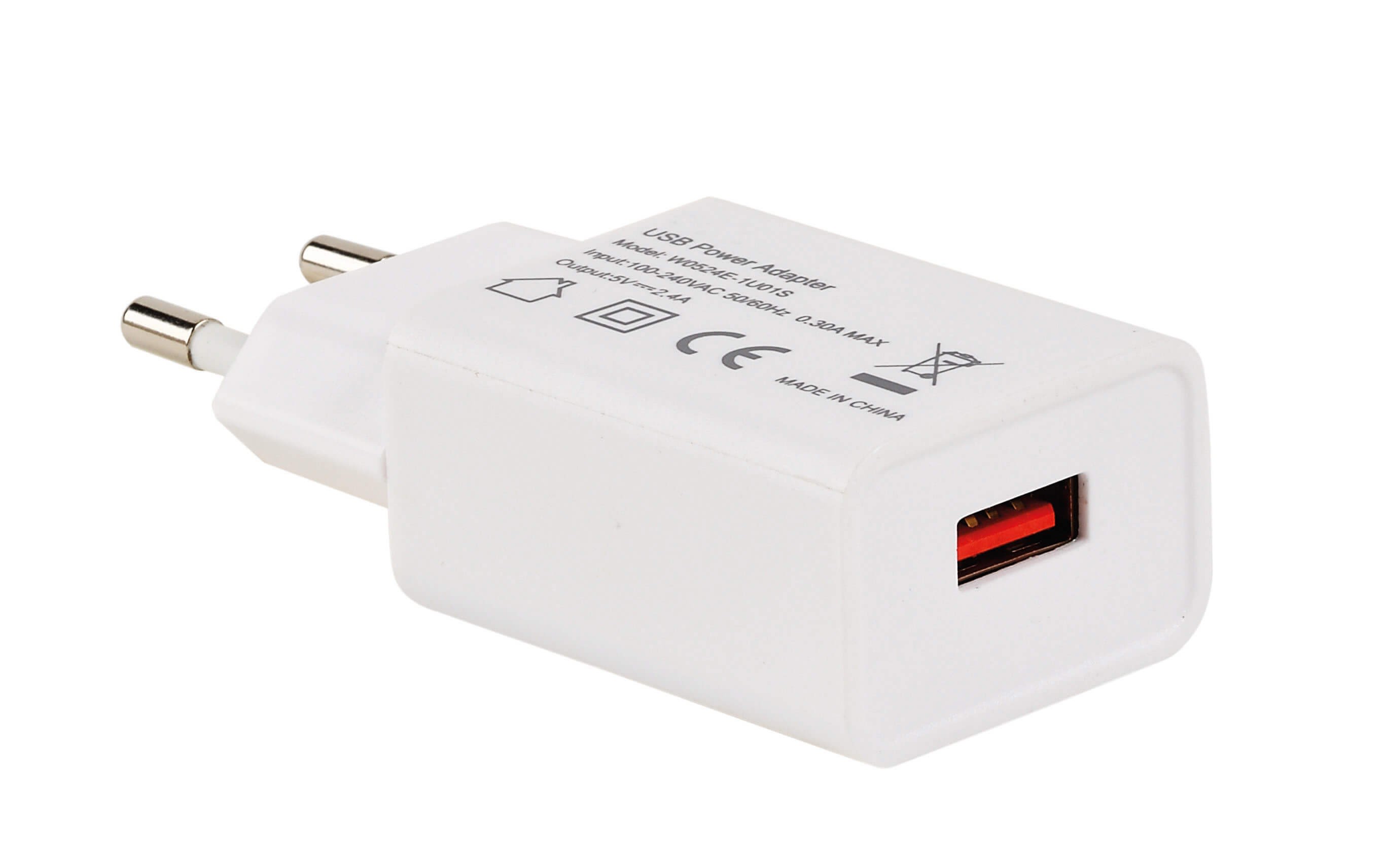 Erard - Chargeur USB A F - sur secteur 230V - 5V/2.4A (Smart Charge) - 12 W - blanc mat