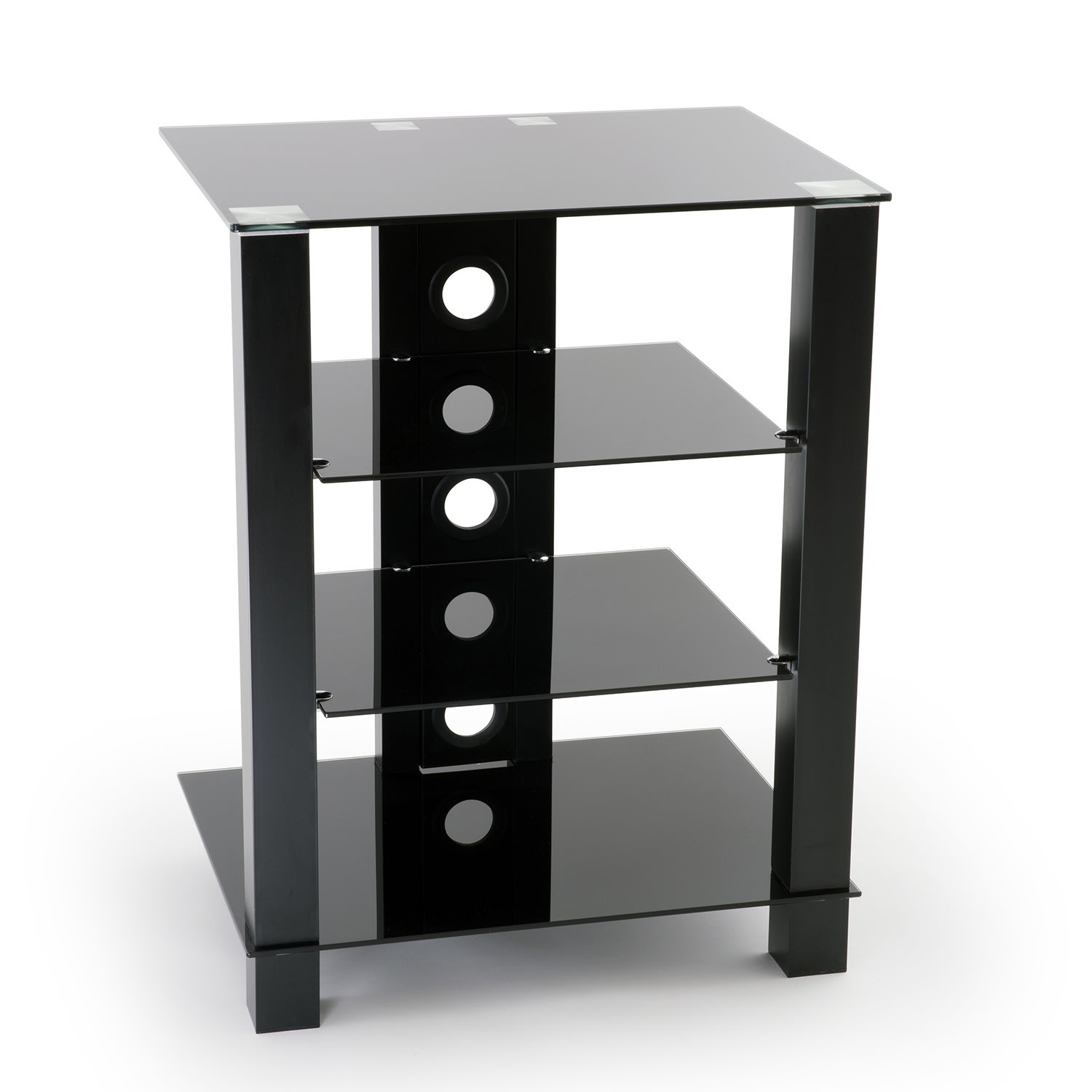 Erard - CUB HIFI - meuble ouvert, 4 plateaux verres sérigraphiés Noir de 600