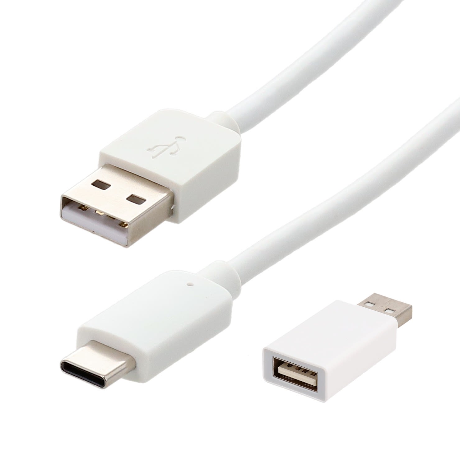 Erard - KIT blocker USB A Mâle / Femelle + cordon USB A Mâle / C Mâle - blanc - 2m