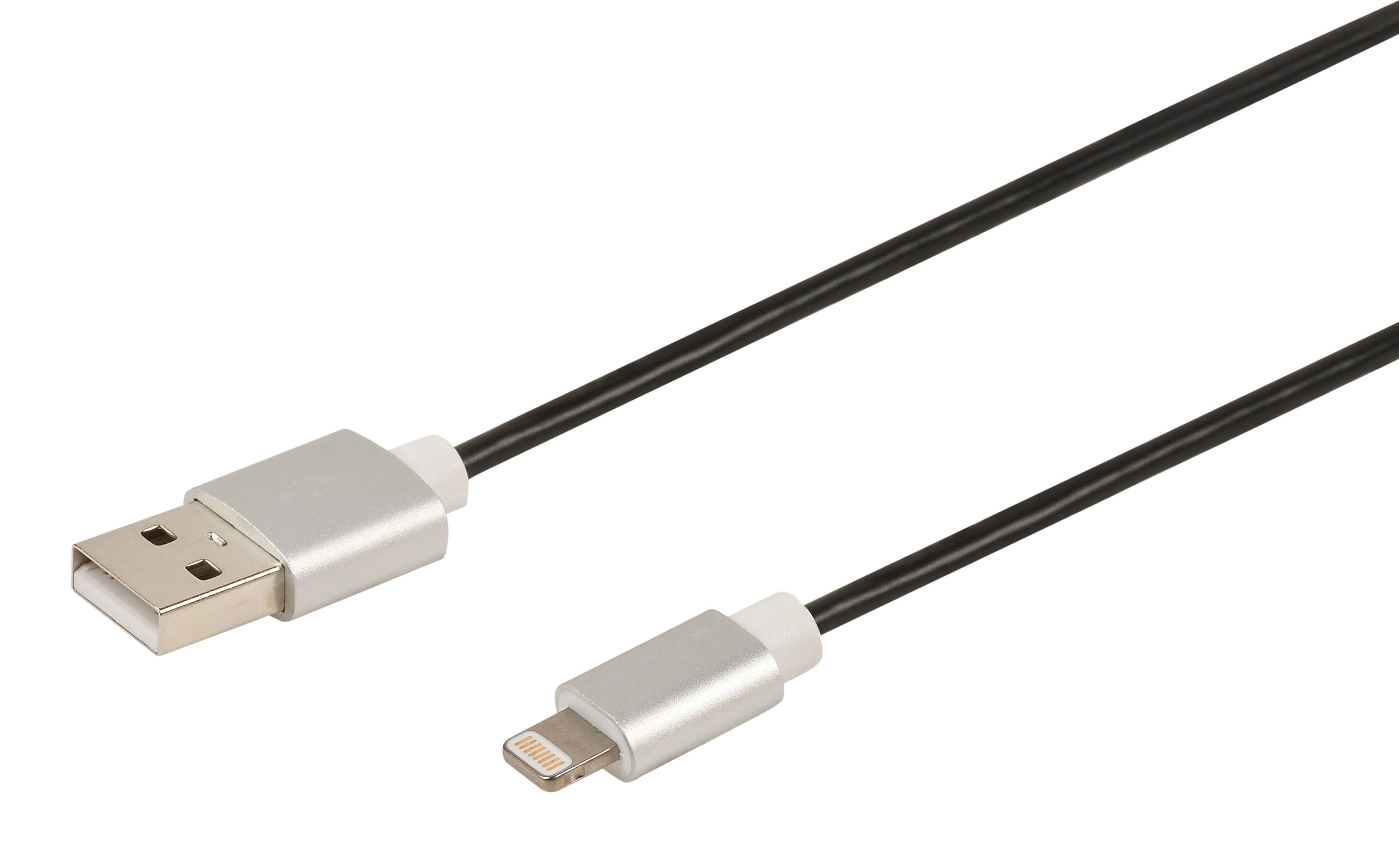 Erard - Cordon USB 2.0 A M/Lightning M - 2.4A - licence Apple MFI - prises alu -noir- 1m