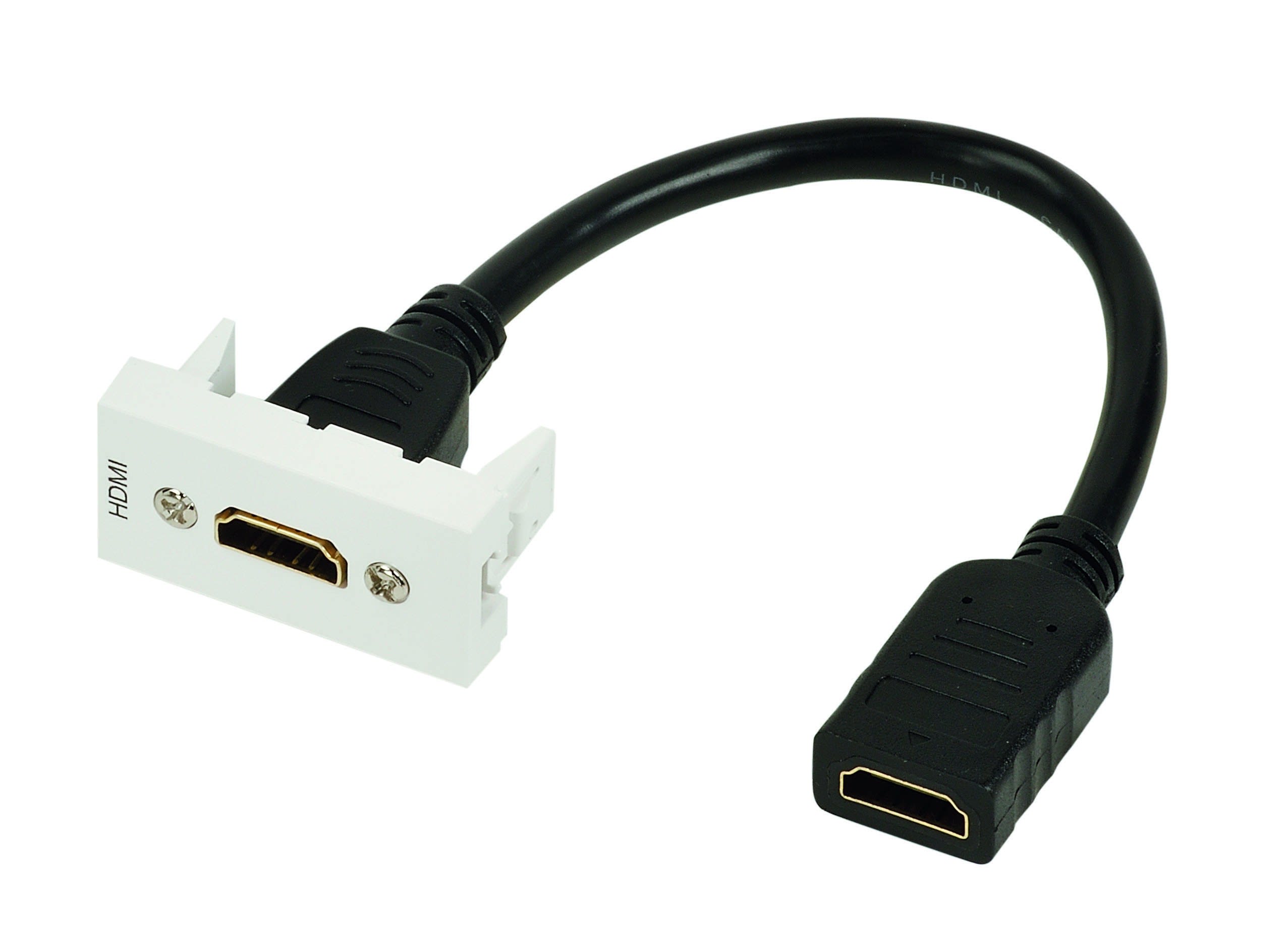 Erard - Plastron câblé 1 module - HDMI - obturateur LEGRAND - 4K/60ips - 45x22.5mm- 0m20
