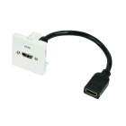 Erard - Plastron câblé 2 modules - HDMI - obturateur LEGRAND - 4K/60ips - 45x45mm - 0m20
