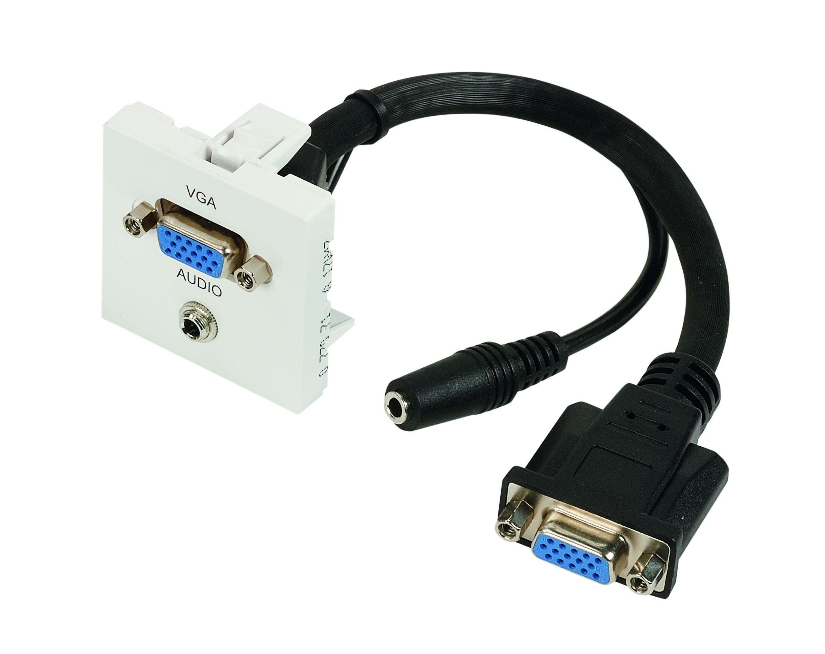 Erard - Plastron câblé 2 modules - VGA+Jack 3.5mm - obturateur LEGRAND - 45x45mm - 0m20