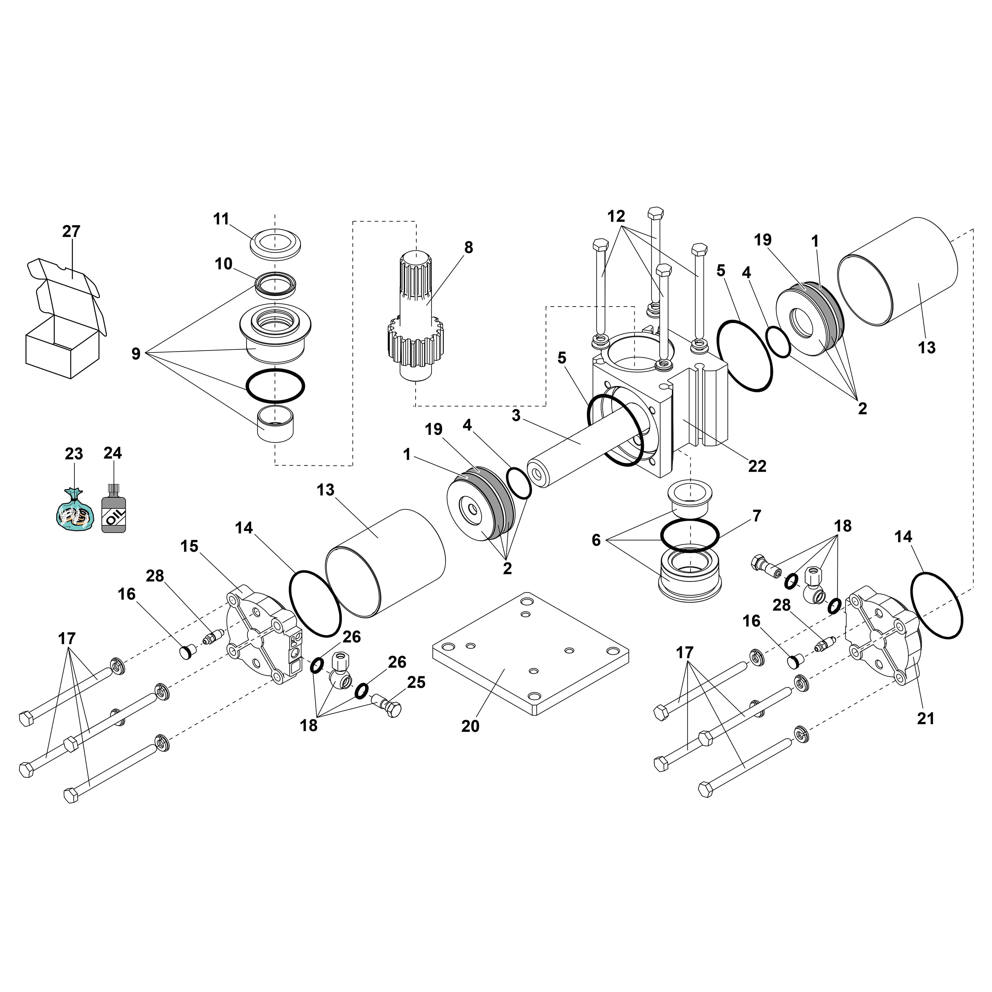 Faac - 750 - verin hydraulique standard ouverture 100° (avant 2003)