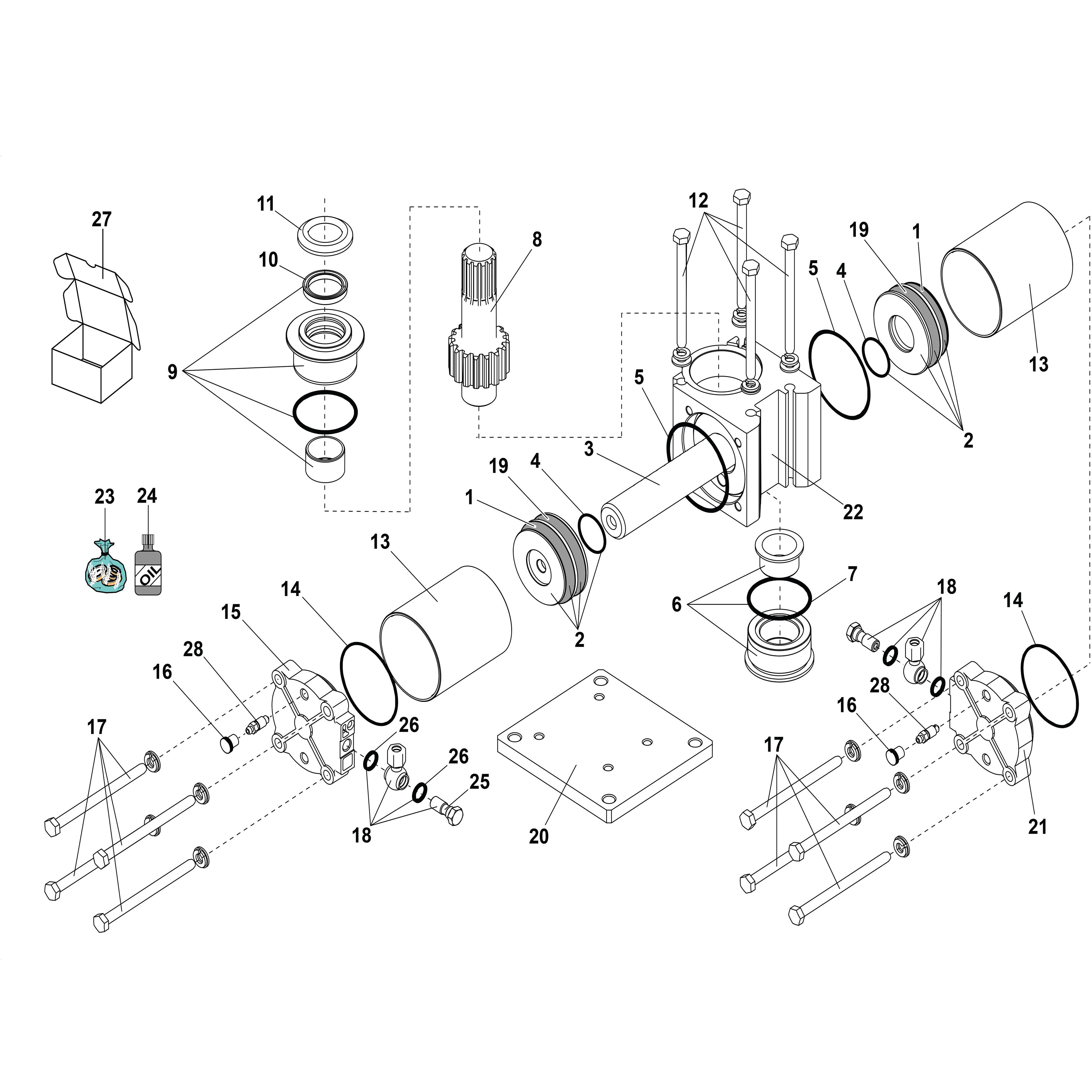 Faac - 750 - verin hydraulique standard ouverture 180° (avant 2003)
