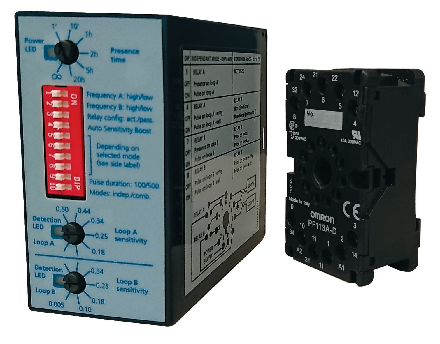 Faac - amplificateur de boucle bicanal. gestion de 2 boucles enterrees.