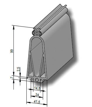 Faac - bord securite - ck99 (l=1,75m). epaisseur 99mm, longueur 1750mm
