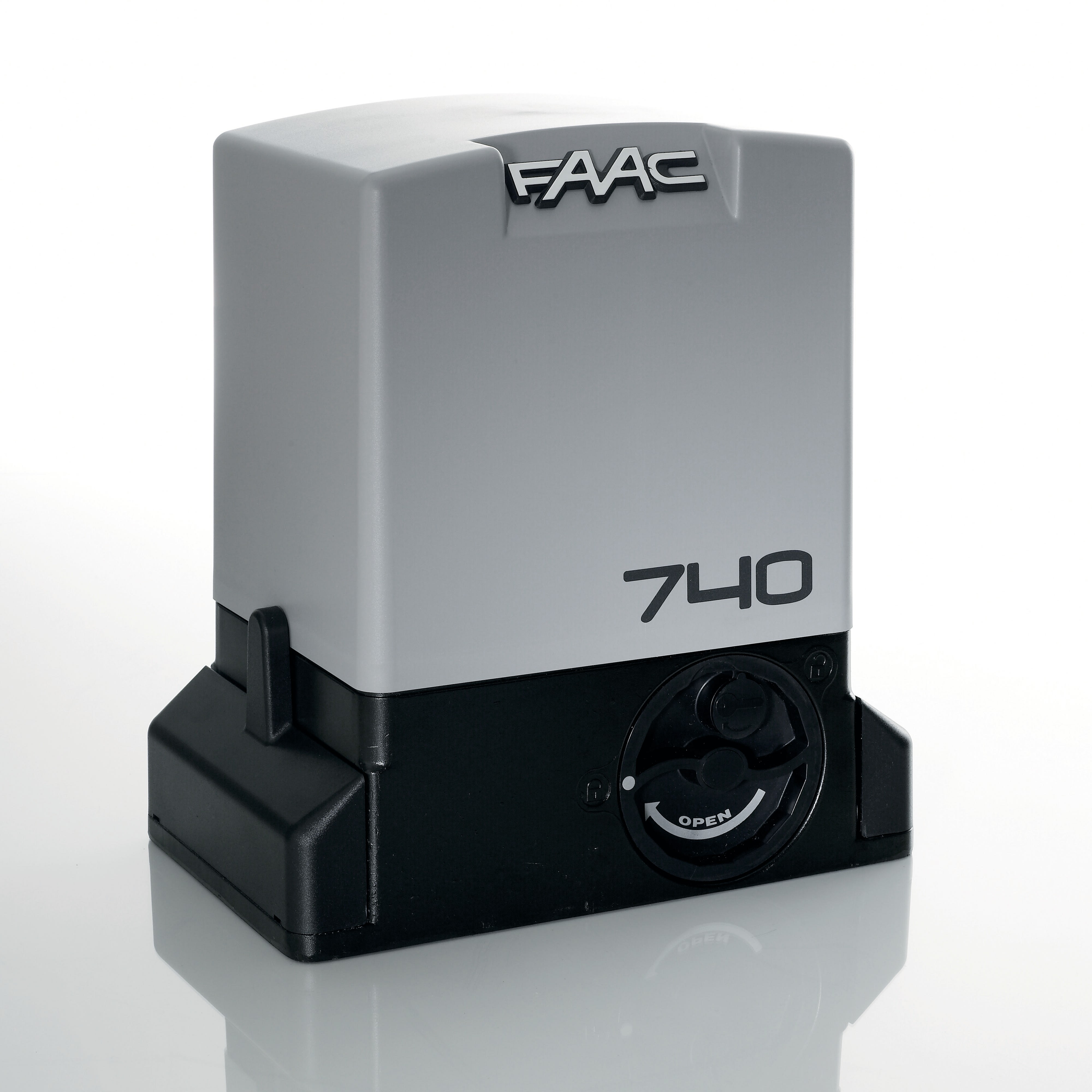 Faac - moteur 740 e z16 230v avec encodeur, 740d, pignon z16, cle dev., plaque, aimants