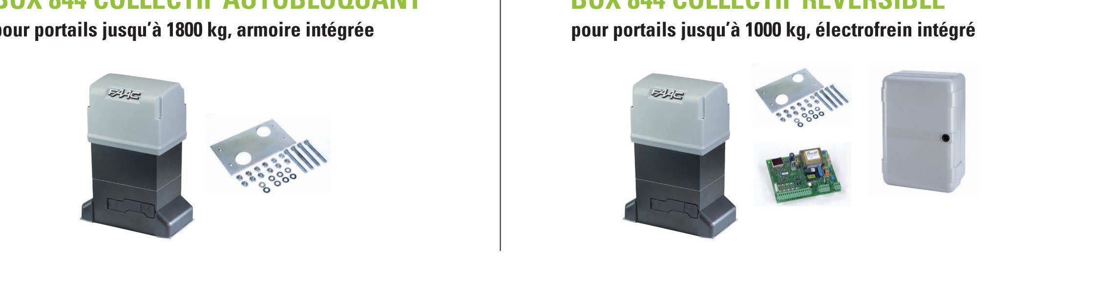 Faac - box 844 r z12 avec e145s, boitier, plaque de fondation et carte mini-service