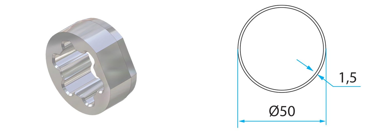 Faac - tm2 45 - adaptateur pour tube rond 50 mm