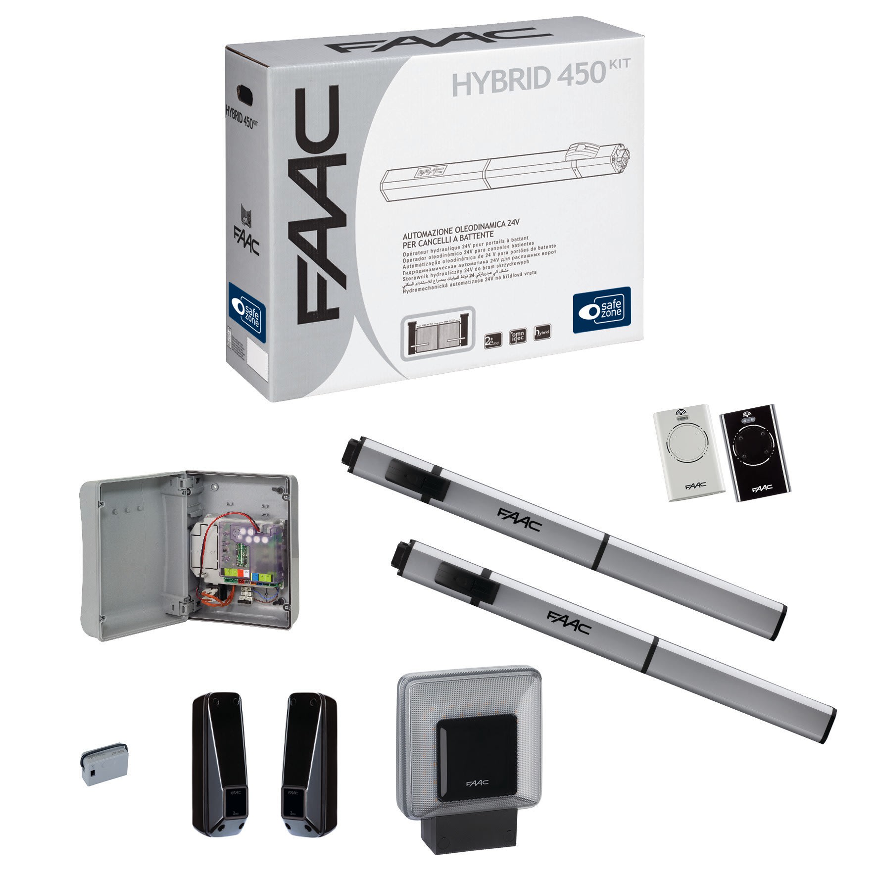 Faac - s450h - kit hybride 24v integral (version 2023) avec deux operateurs s450h cbac