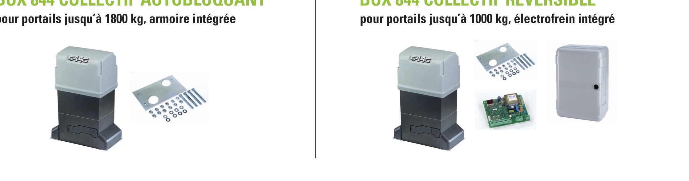 Faac - box 844 r z12 avec e145s, boitier, plaque de fondation et carte mini-service