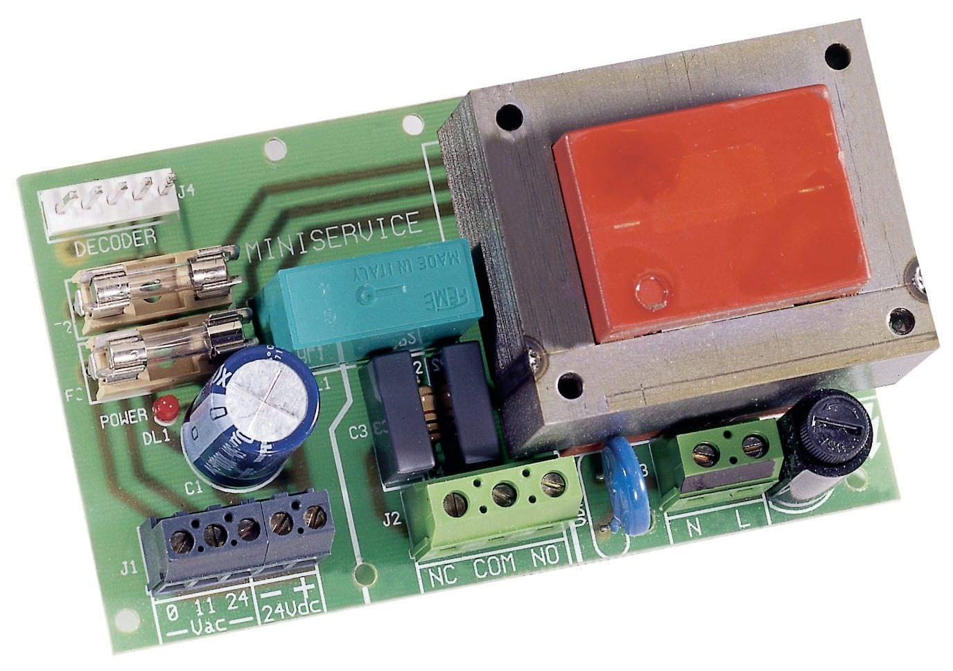 Faac - Platine MINISERVICE. Carte d'alimentation 230V vers 12/24Vac et 24Vdc.