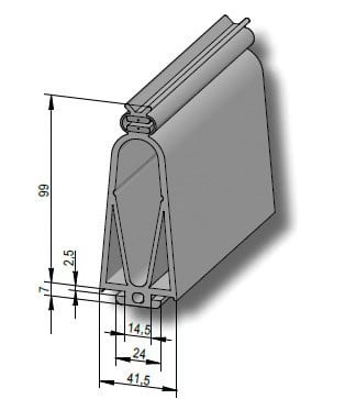Faac - bord securite - ck99 (l=1,75m). epaisseur 99mm, longueur 1750mm