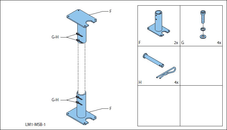 Bosch Security Systems - Kit adaptateur pour LS1-OC100E-1 acier zingué avec 4 broches de fixation et vis.