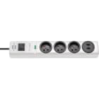 Brennenstuhl - Multiprise hugo! blanche avec parasurtenseur 19500A, 3 prises + 2 ports USB 2m H