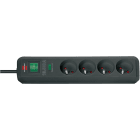 Brennenstuhl - Multiprise Eco-Line 4 prises avec parasurtenseur 13500A, noir, 1,4m H05VV-F 3G1,
