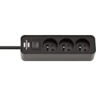 Brennenstuhl - Multiprise Ecolor 3 prises avec interrupteur, noire/noire, 1,5m H05VV-F 3G1,0