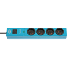 Brennenstuhl - Multiprise hugo! bleue avec parasurtenseur 19500A, 4 prises 2m H05VV-F 3G1,5