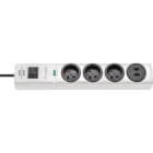 Brennenstuhl - Multiprise hugo! blanche avec parasurtenseur 19500A, 3 prises + 2 ports USB 2m H