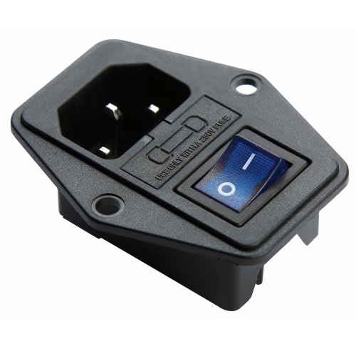 MCI - RL10-1FS-P8 + RL34 NOIR 0/I : embase secteur avec porte fusible et interrupteur
