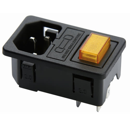 MCI - RL-10-1F-P8 + RL34 ROUGE 0/I : embase secteur avec porte fusible et interrupteur