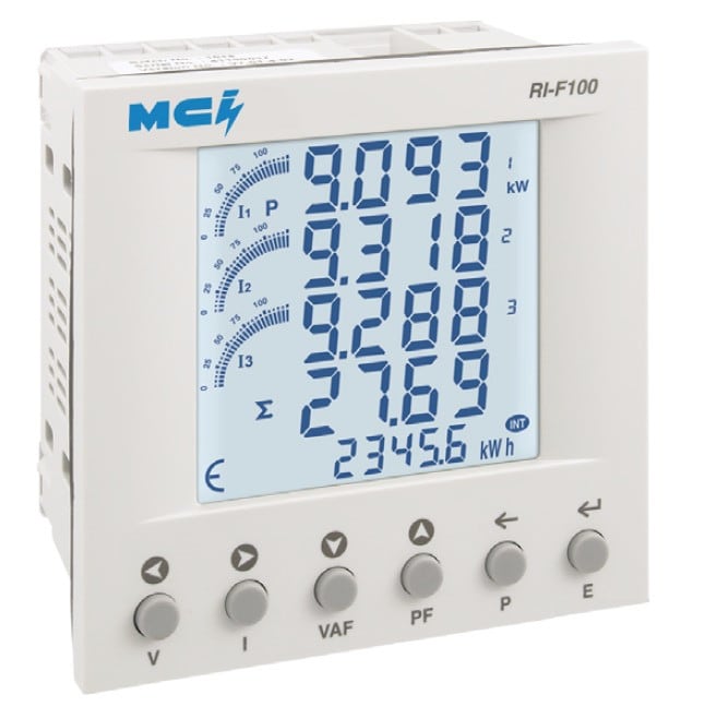 MCI - RI-F200 : centrale de mesure encastrable 96x96mm, com Modbus, à raccorder sur TI