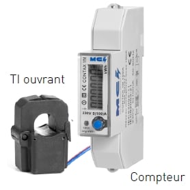 MCI - CONTAX 1M TC 100A : compteur multi-mesure monophase, sur TI 100A fourni