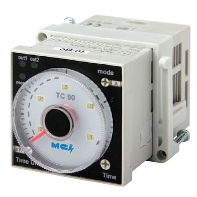 MCI - TC90 : minuterie électronique multifonction format 48x48mm. Alim 24?230Vca/cc