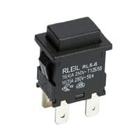 MCI - RL56-21(ON)-R-0-BK/BK-P4-0-0 : poussoir OFF-(ON) bipolaire pour découpe 19x13mm