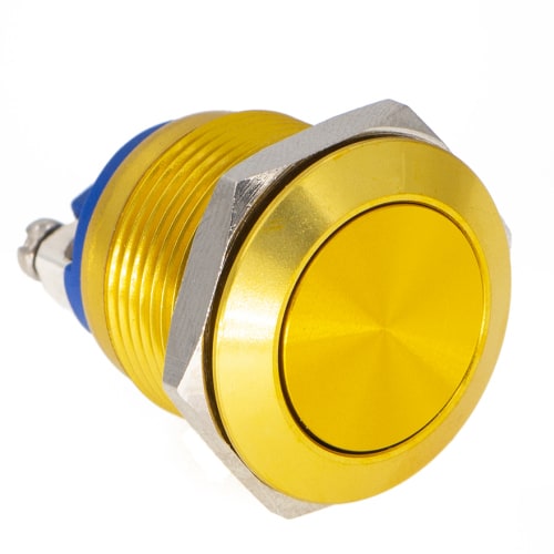 MCI - MQ19F-10/GA: bouton poussoir métallique pour découpe Ø19mm