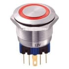 MCI - MQ22-22E/J/R/230V/S : bouton poussoir 2NO/NF momentané pour découpe Ø22mm