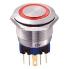 MCI - MQ22-22E/J/B/230V/S : bouton poussoir 2NO/NF momentané pour découpe Ø22mm