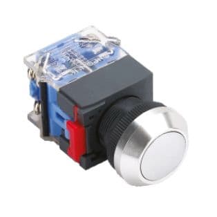 MCI - MBP22/ZQ/P: bouton poussoir IP65 métallique maintenu pour découpe Ø22,5mm