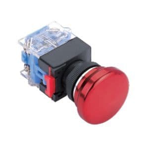 MCI - MBP22-ZMB/R/P: bouton poussoir "arrêt d'urgence" maintenu métal, découpe Ø22,5mm