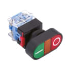 MCI - MBP22-S/230V: bouton poussoir vert/rouge lumineux LED 230V pour découpe Ø22,5