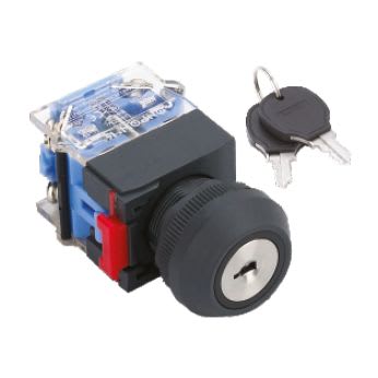 MCI - MBP22-E-Y/33: sélecteur rotatif à clef 3 positions (1)-0-(2), pour découpe Ø22,5