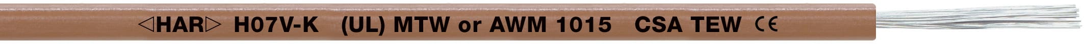 Lapp - USA : UL (MTW), Canada : CSA (TEW), Europe : <HAR> H07V-K (selon section), brins