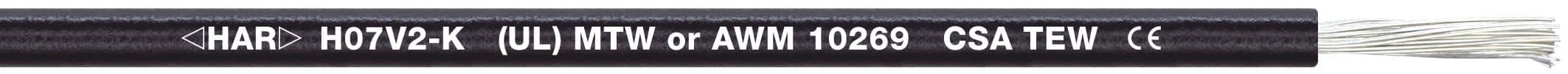 Lapp - Homologué UL (MTW), CSA (TEW), <HAR> H07V2-K: max. +90°C, UL (AWM): Umax = 1 kV,