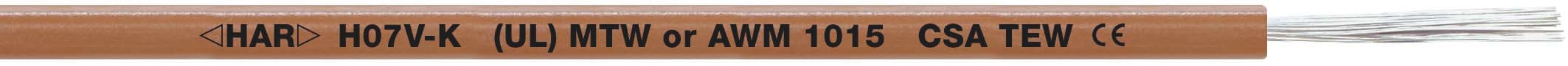 Lapp - USA : UL (MTW), Canada : CSA (TEW), Europe : <HAR> H07V-K (selon section), brins