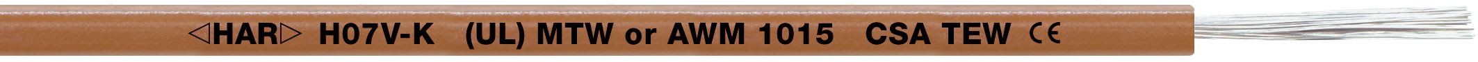 Lapp - USA : UL (MTW), Canada : CSA (TEW), Europe : <HAR> H07V-K (selon section), brins